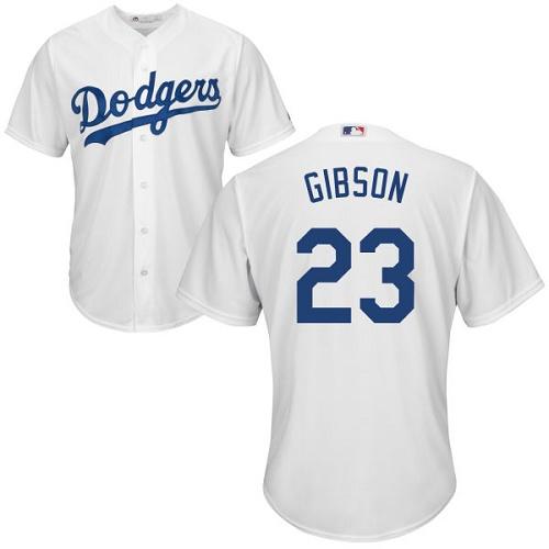 Dodgers #23 Kirk Gibson White Cool Base Stitched Youth MLB Jersey - Click Image to Close